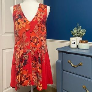 Free People Red Garden Tunic Swing Dress